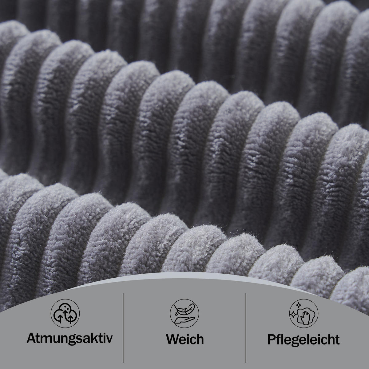 ECKSOFA Cord Grau mit 2 Kissen - Grau, Textil (235/128cm) - WISHDOR