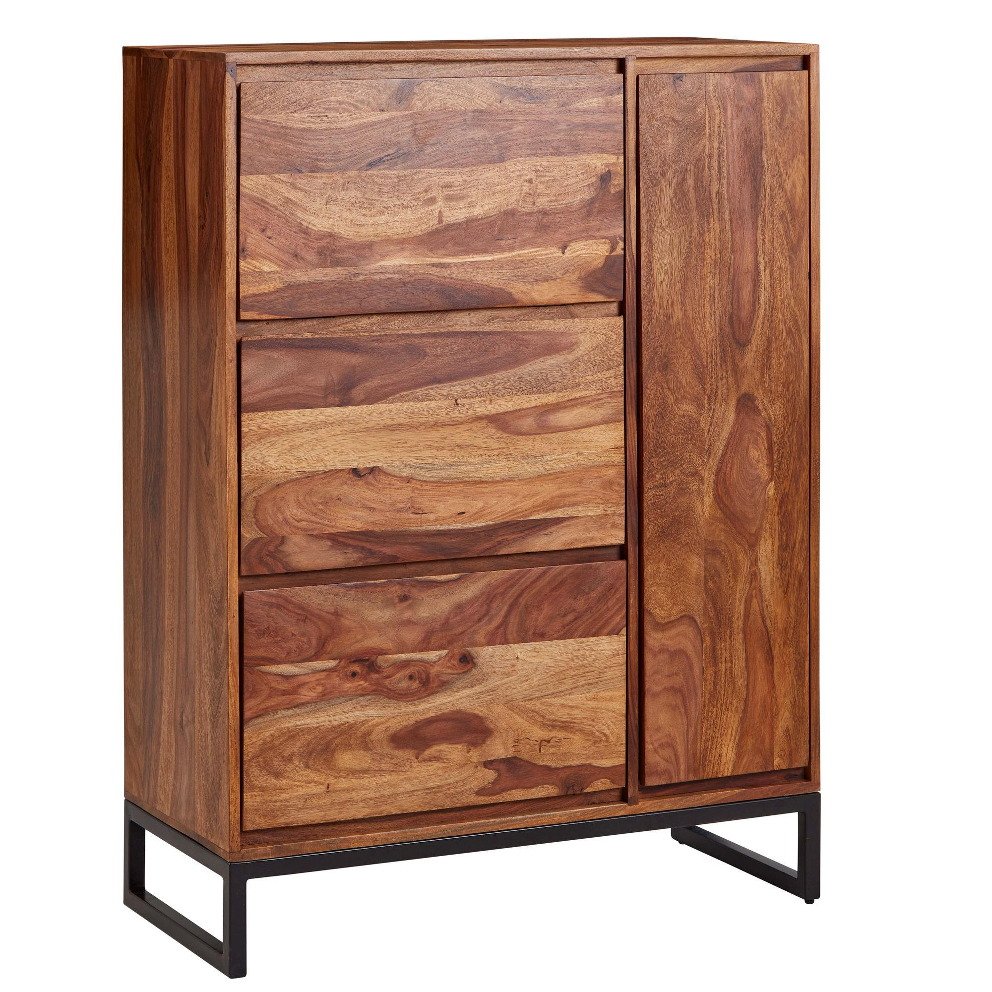 SCHUHSCHRANK – Massivholz, 88x120x40 cm, geschlossen, mit Ablage - Schwarz/Braun, Holz/Metall (88/120/40cm) - KADIMA DESIGN