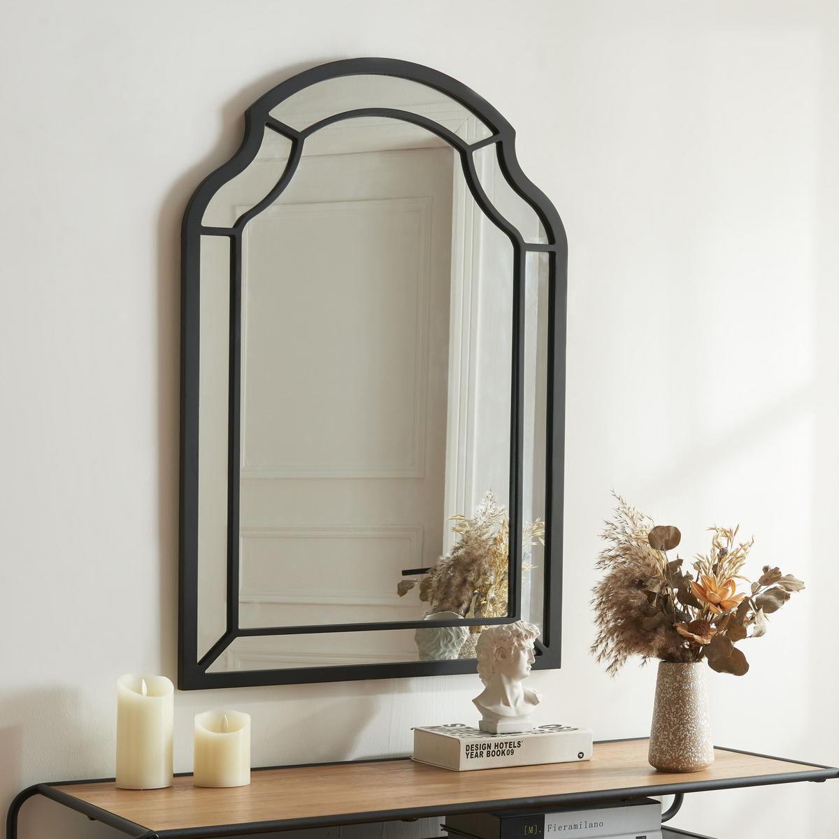 WANDSPIEGEL Puolanka - Schwarz, Glas/Holzwerkstoff (60/2/90cm) - [en.casa]