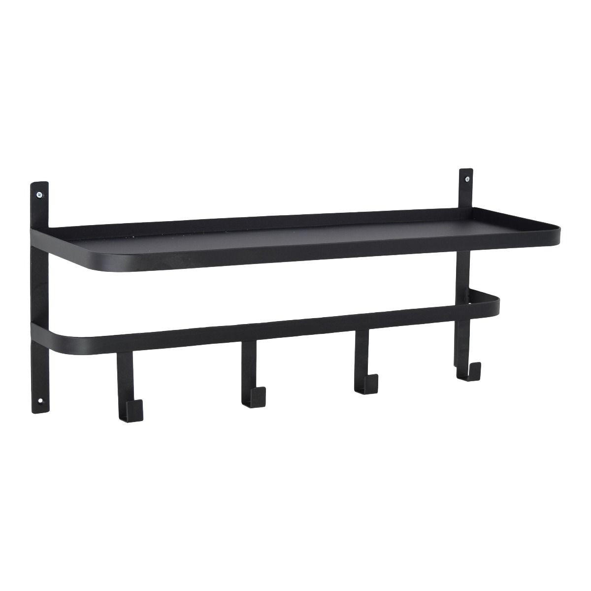 LOFT42 Shelf Kleiderständer mit 4 Haken und Hutablage - Metall - Mattschwarz - Schwarz, Metall (22/62/27cm) - LOFT42