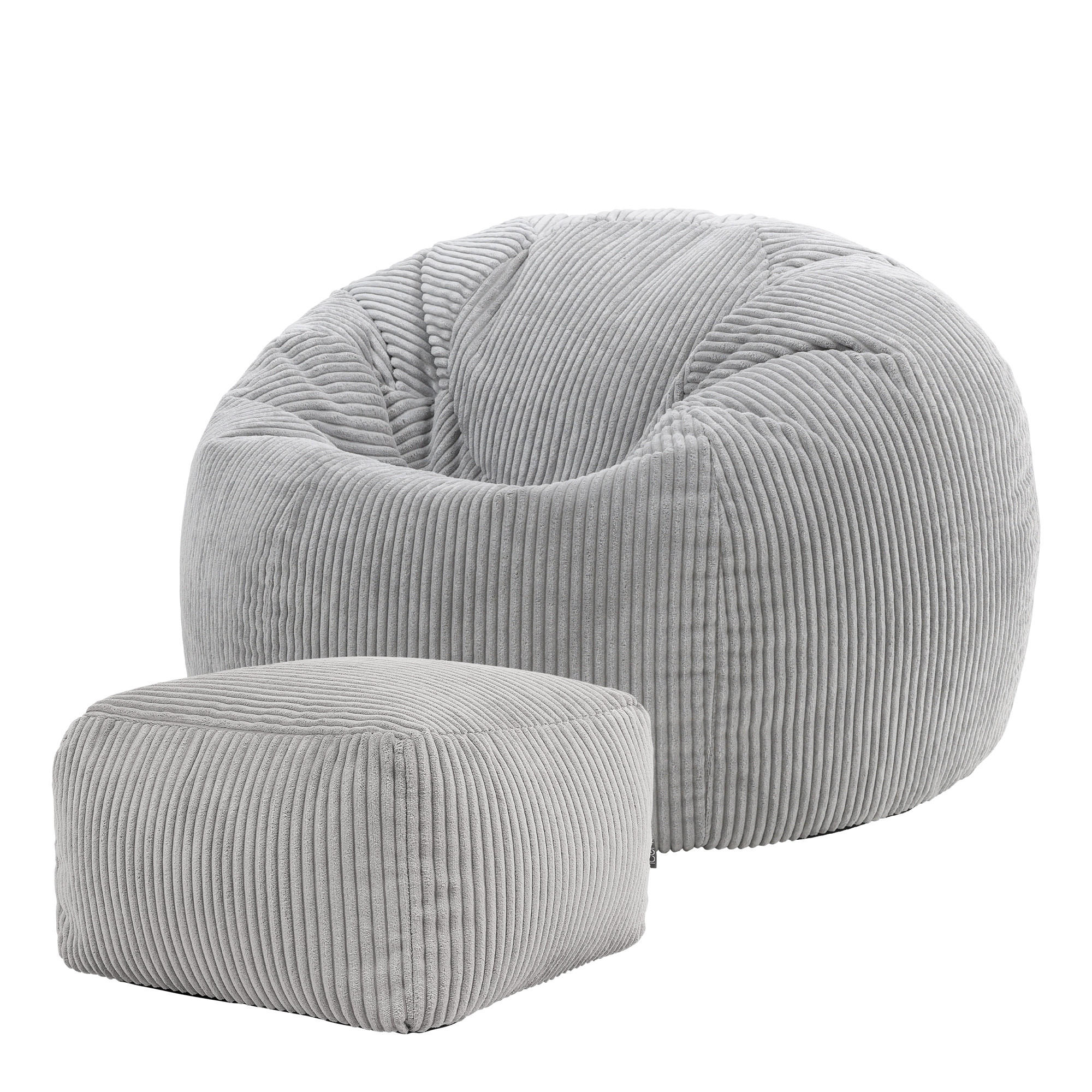 SITZSACK Klassisch + Hocker, Cord - Hellgrau/Grau, Kunststoff/Textil (85/50/85cm) - icon
