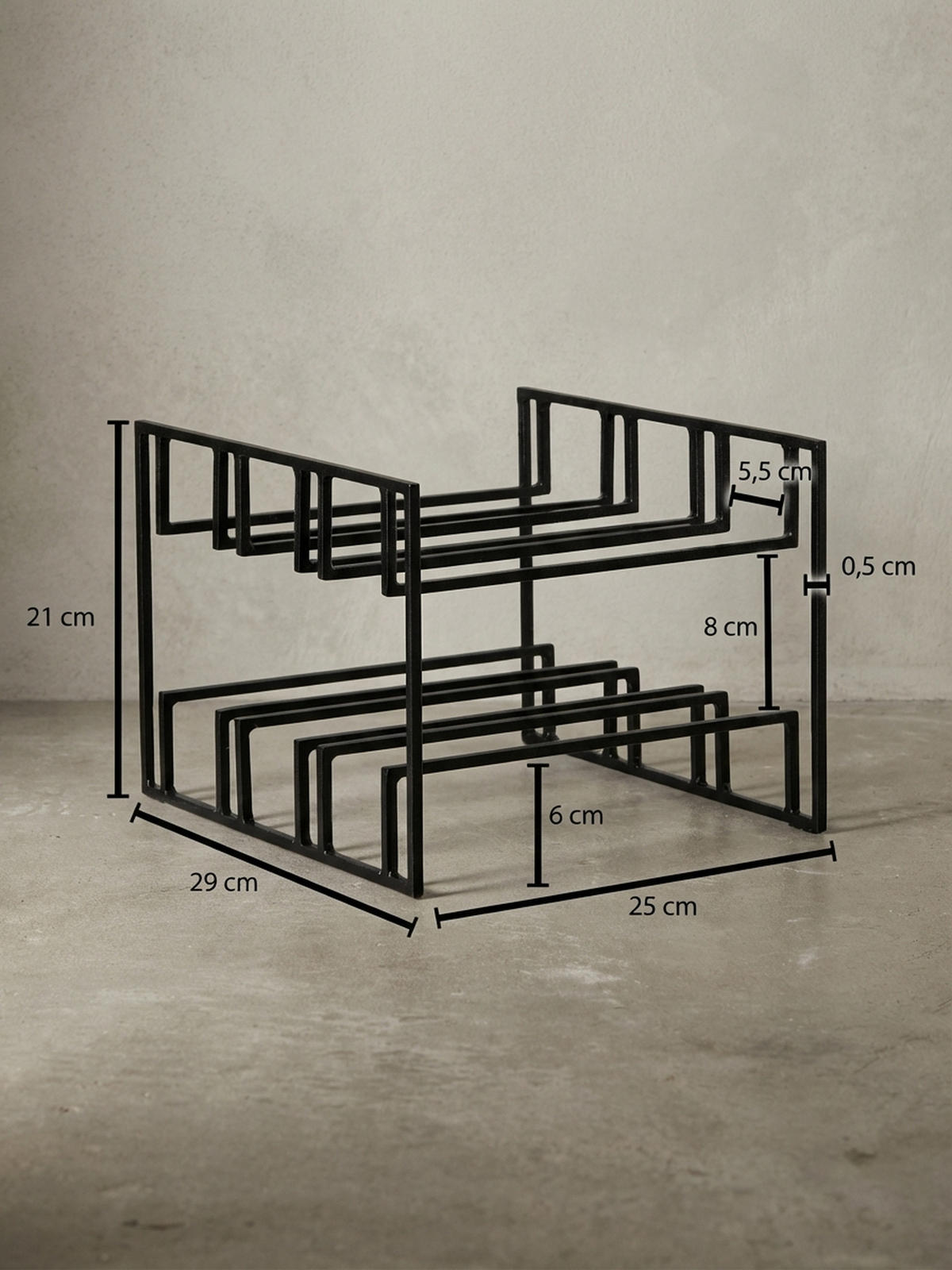 WEINREGAL Eisen Modern Stil für 6 Flaschen stehend - Schwarz, Metall (29/21/25cm) - KADIMA DESIGN