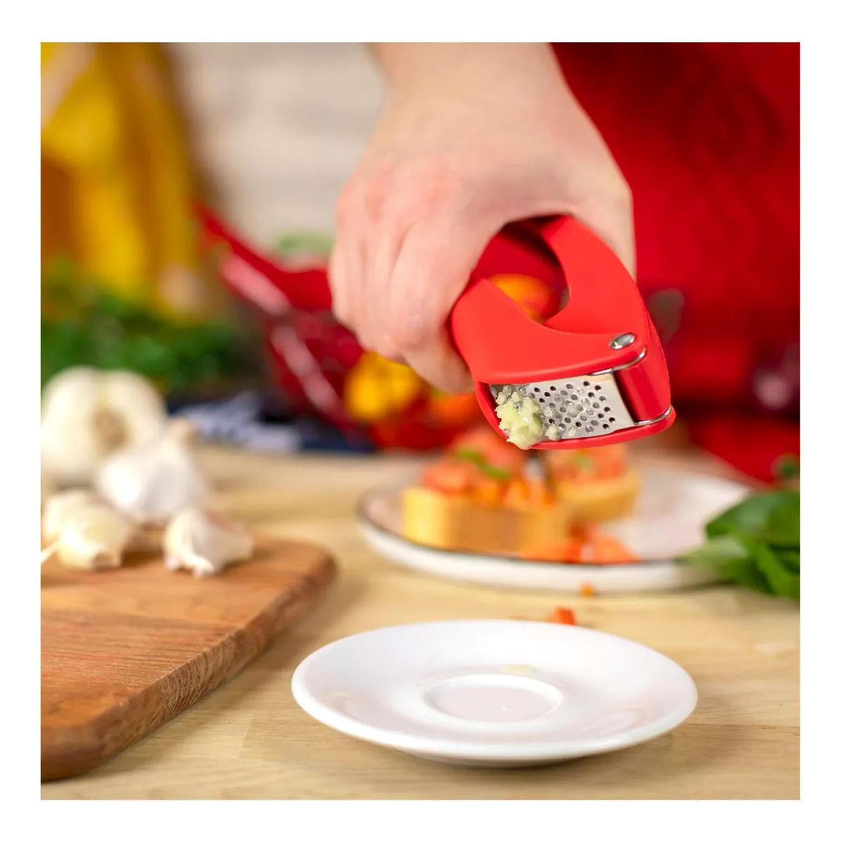 KNOBLAUCHPRESSE Easy Clean rot - Rot, Metall (16.8cm) - Kuhn Rikon