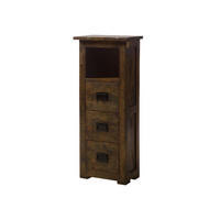 KOMMODE Mango 50x30x120 braun lackiert RAILWAY #481 - Braun, Holz (50/120/30cm) - Massivmoebel24