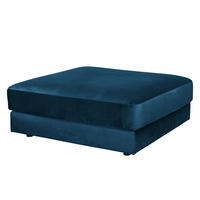 POLSTERHOCKER - Samt - Schwarz/Dunkelblau, Textil/Metall (112/42/112cm) - home24