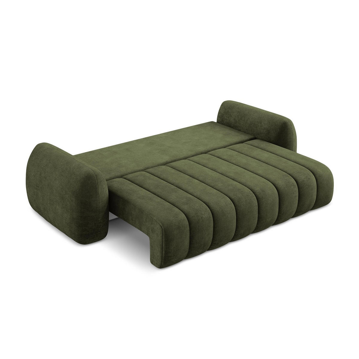 3-SITZER SOFA mit Schlaffunktion Chenille Stoff Grün - Schwarz/Olivgrün, Holzwerkstoff/Kunststoff (266/95/121cm) - LaMiaSofa