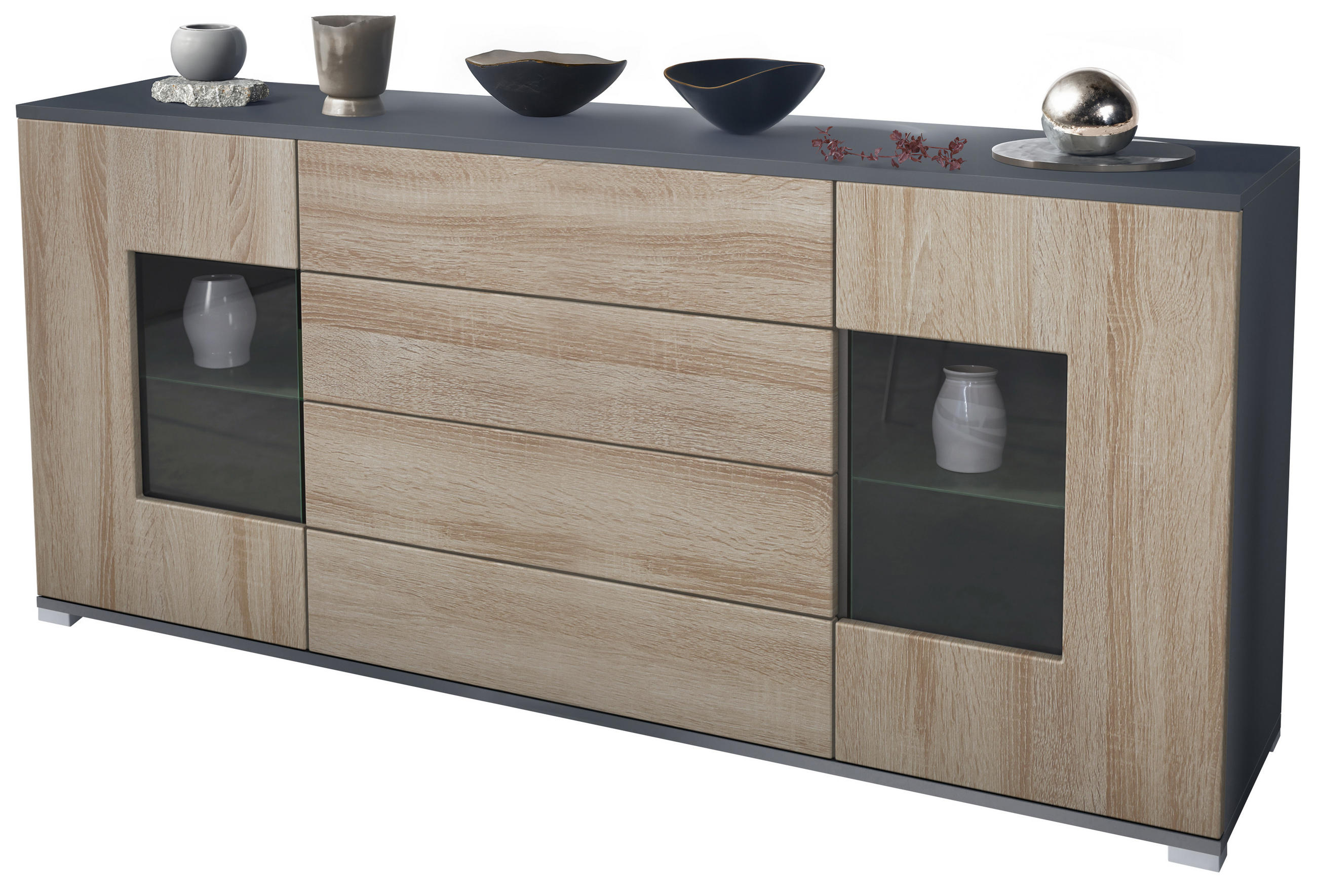 SIDEBOARD Grömitz Eiche sägerau - Eiche San Remo, Holzwerkstoff (166.5/75.5/35cm) - Vladon