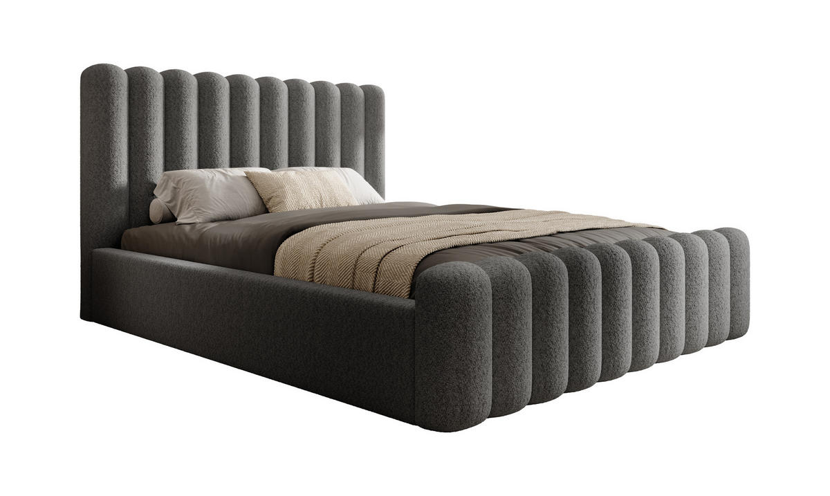 POLSTERBETT Langlebiges Polsterbett Mona V 180x200 cm – Bett mit Bettkasten & Pflegeleichtem Material, Grau - Schwarz/Grau, Holzwerkstoff/Kunststoff (180/200cm) - DomoHome