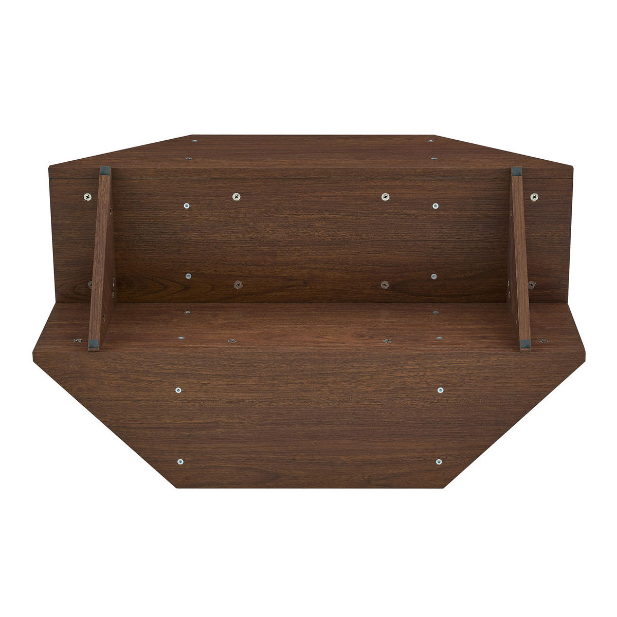 COUCHTISCH aus MDF und gehärtetem Glas in Walnuss mit offenen Aufbewahrungsfächern - Walnussfarben, Holzwerkstoff (103/63/33.5cm) - Modfu