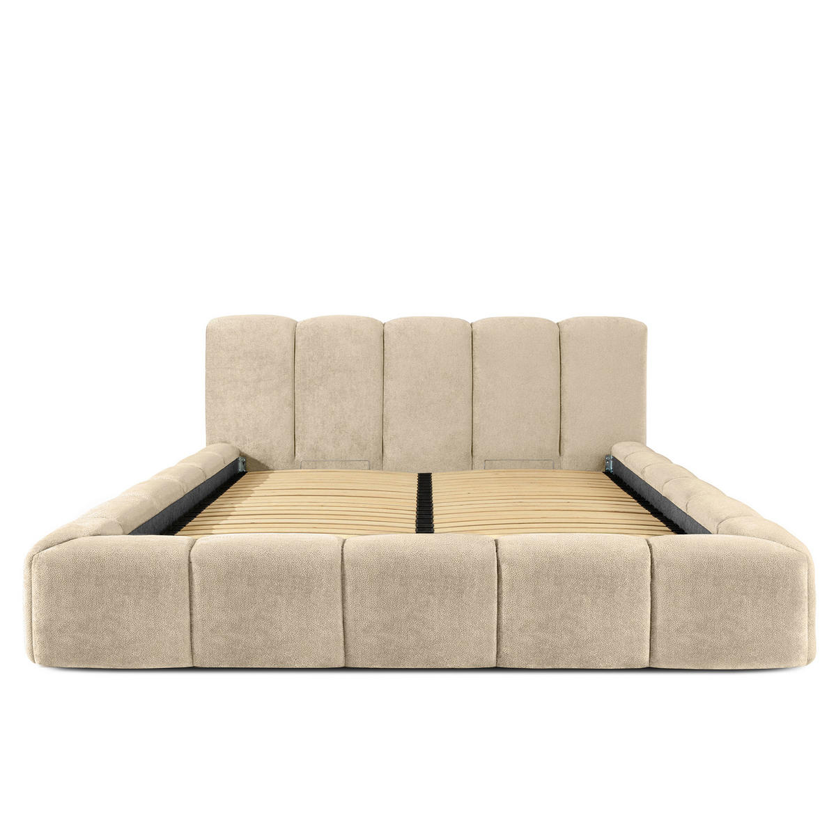 POLSTERBETT OLMIRA - Beige/Schwarz, Holz/Holzwerkstoff (182/203cm) - KONSIMO®