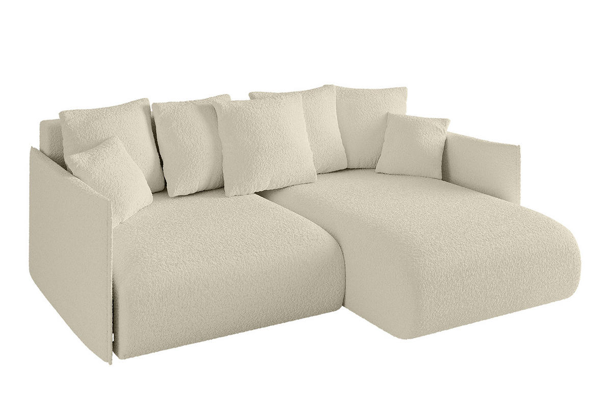 ECKSOFA Ottomane rechts ONESK-L 216x177x72 Beige Bouclé - Beige/Creme, Holzwerkstoff/Kunststoff (177/216cm) - ALTDECOR