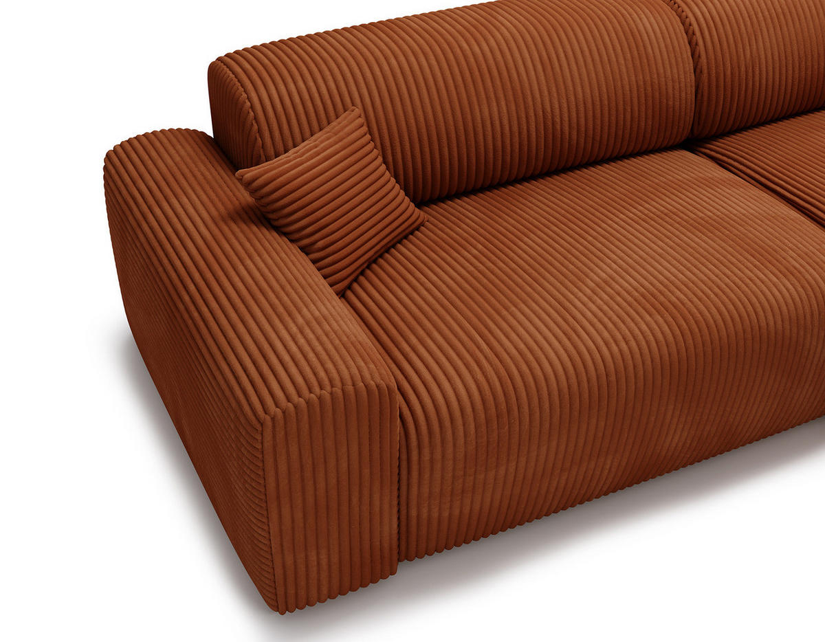 ECKSOFA mit Longchair - Cord - Schwarz/Braun, Kunststoff/Textil (284/178cm) - home24