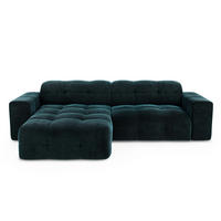 ECKSOFA LINKS Samt Pfauenblau 230cm - Blau/Hellblau, Textil (155/230cm) - Sia Home