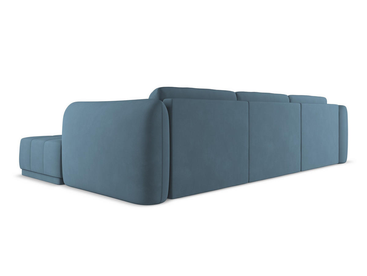 ECKSOFA Rechts Chenille Stoff Blau - Blau/Blaugrau, Kunststoff/Textil (290/170cm) - Makamii