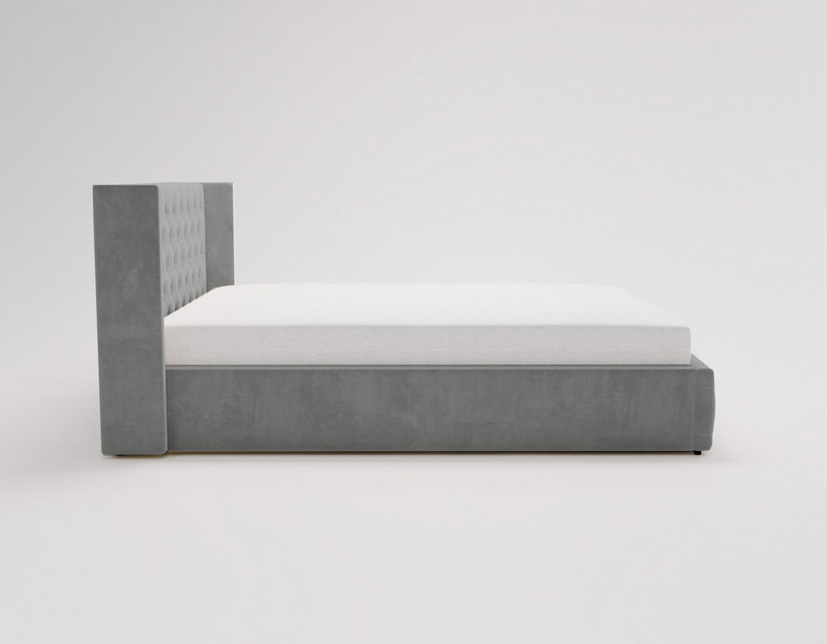 POLSTERBETT 180x200 cm Rolia, Glamour, Chesterfield, Grau - Hellgrau, Holz/Textil (180/200cm) - Emporius