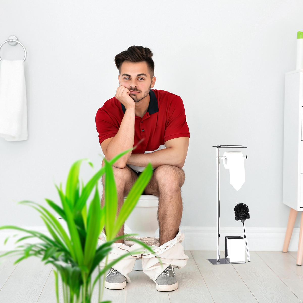 WC Garnitur - Silberfarben, Kunststoff/Metall (20/66.5/13.5cm) - Relaxdays