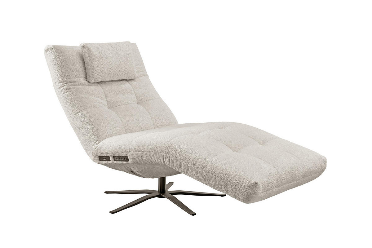 RELAXLIEGE LETICIA Weiß Flachgewebe - Schwarz/Weiß, Textil/Metall (82/115/156cm) - KAWOLA