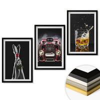 WANDBILDER 3er-Set - 40x60 cm Schwarzer Rahmen - Frauenbeine Rosenauto Whisky - Schwarz, Kunststoff (40/60cm) - ArtPrintCave