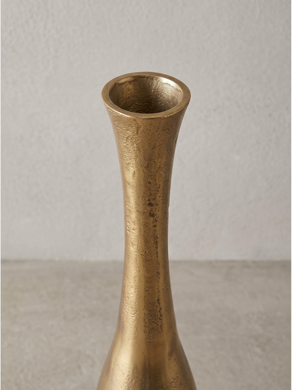 BODENVASE EBRO, Aluminium, handgefertigt, Gold, Ø 14 x 100 cm - Goldfarben, Metall (100cm) - KADIMA DESIGN