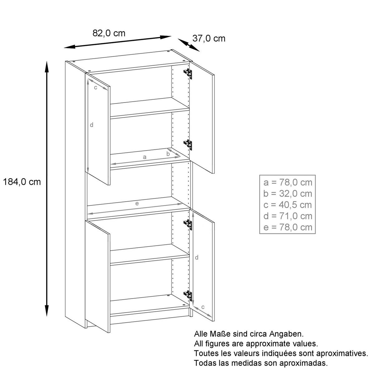 AKTENSCHRANK Elona M2, Büroschrank mit Soft-Close & Push-to-Open, Weiß/ Anthrazit matt (82 x 184 x 37 cm) - Anthrazit, Holzwerkstoff (82/184/37cm) - InnoFurn
