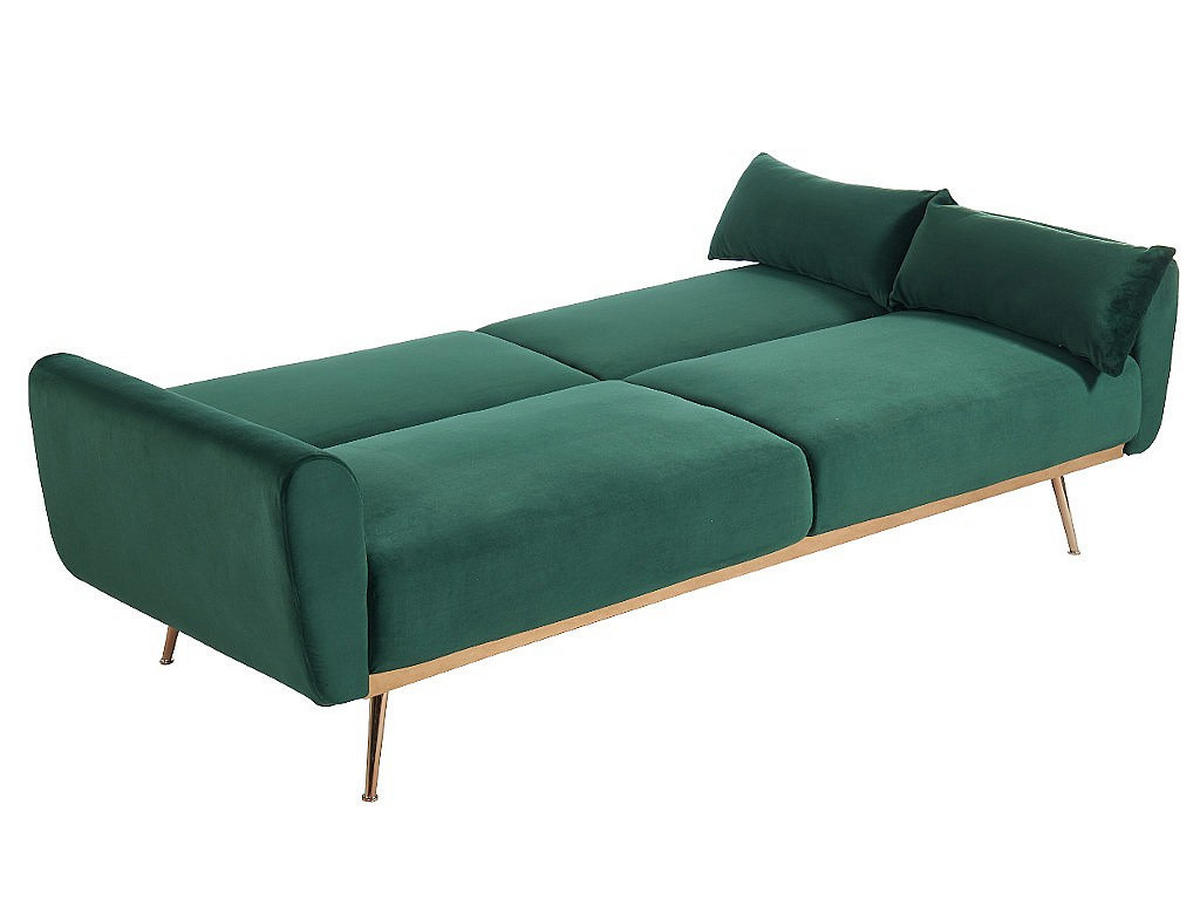 SCHLAFSOFA Klappsofa 3-Sitzer - Samt - Tannengrün - LAUNEI - Grün, Textil (208/86/84cm) - Vente-Unique