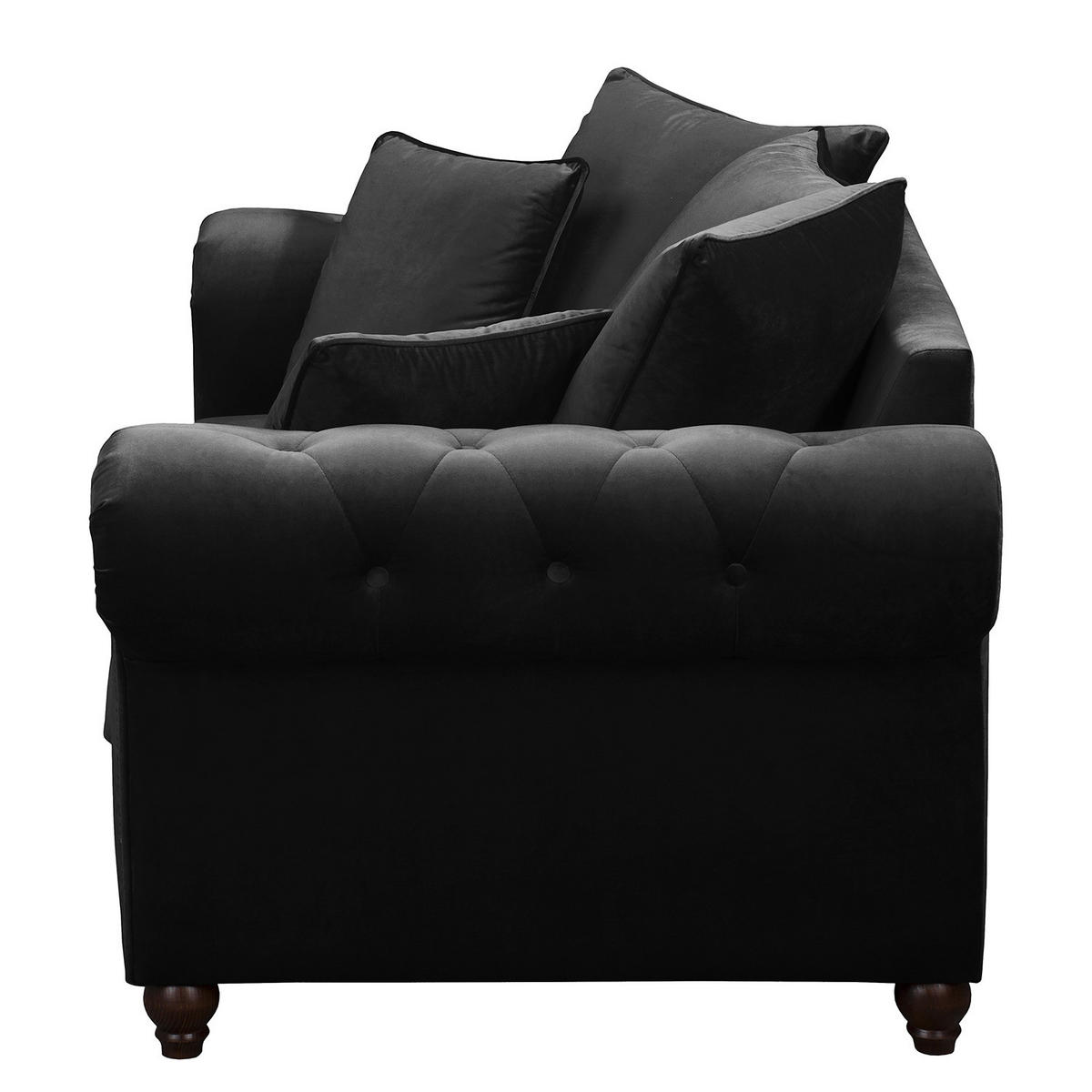 2-SITZER SOFA - Samt - Schwarz, Textil (180/90/93cm) - home24