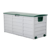 GARTENBOX 290L aus PP Kunststoff in Grün+Hellgrau mit Rollen, Modell Robuste Konstruktio 112 cm B x 49 cm T x 54 cm H - Grün, Kunststoff (112/54/49cm) - Livingandhome