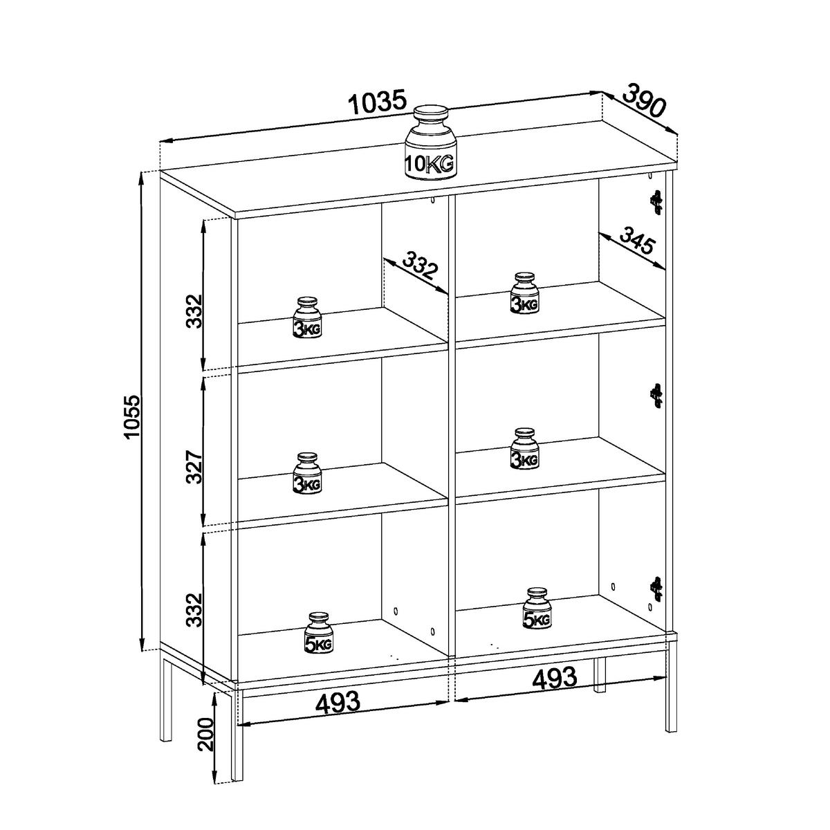 VITRINE Laval WT104 – Wotan-Eiche, Schwarz, mit LED-Beleuchtung - Eichefarben/Eiche Wotan, Glas/Holzwerkstoff (104/126/39cm) - Komodee