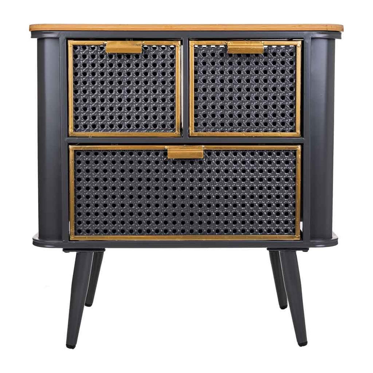 NACHTTISCH aus Metall und Holz, schwarz, 58x33x60cm - Multicolor, Metall (58/60/33cm) - Wanderlust