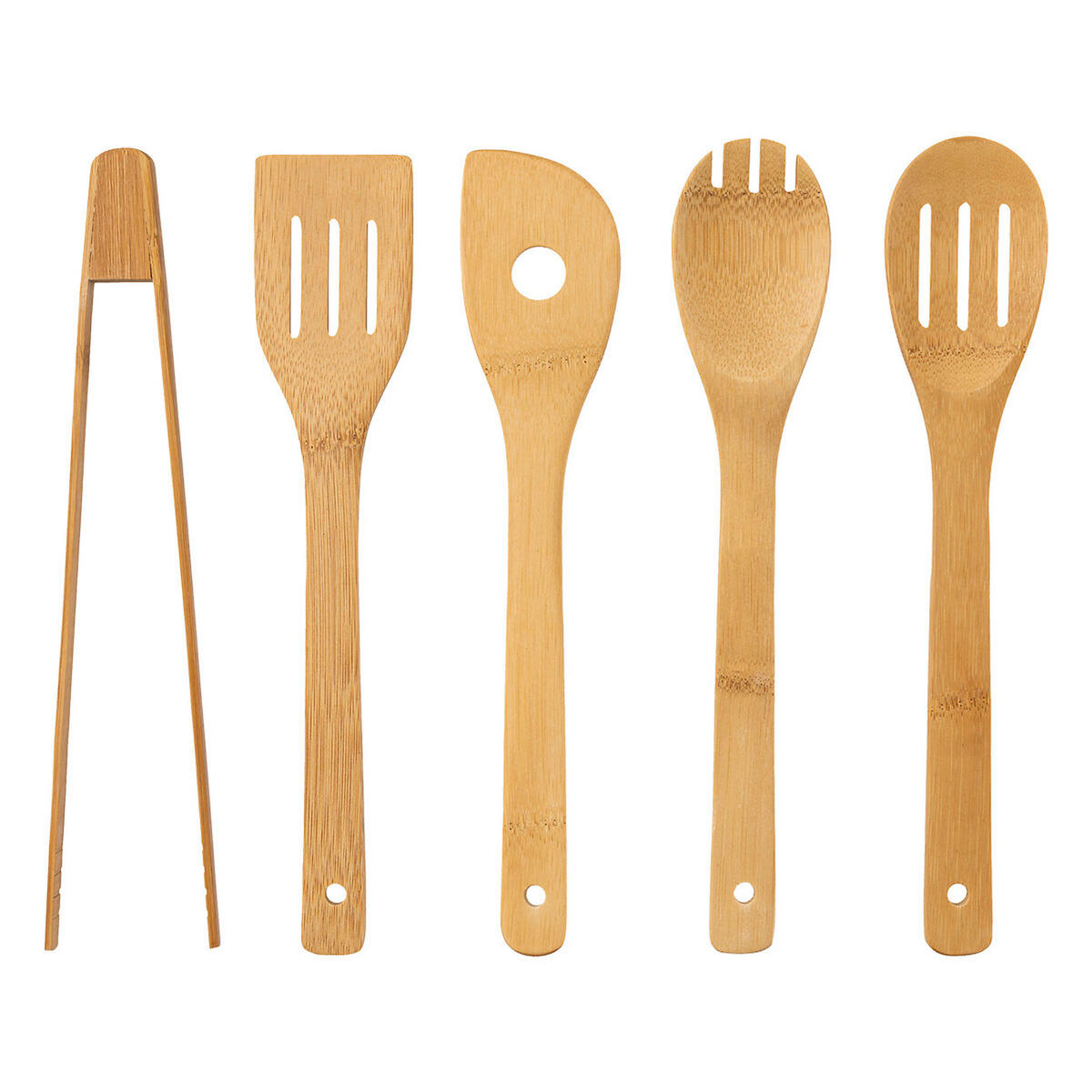KÜCHEN-ORGANIZER mit Zubehör 11-tlg., Messerblock mit 5 Messern, Bambus, Stahl - Beige, Holz (10.5/35.5/22.7cm) - 5five Simply Smart