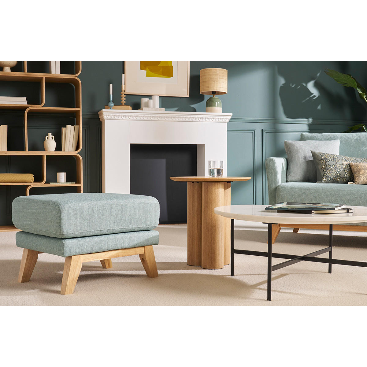 BEISTELLTISCH Helles Holz HOLLEN - Grün, Holz (44.5/35.5/48.5cm) - Miliboo