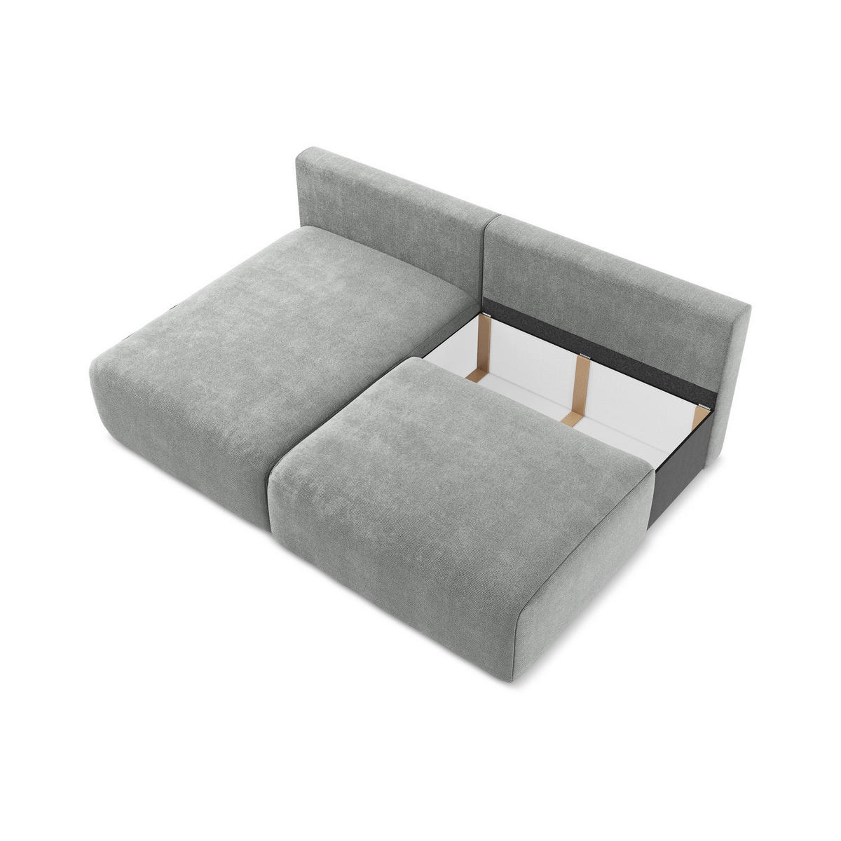 ECKSOFA mit Schlaffunktion links Chenille Stoff Grau - Blau/Schwarz, Kunststoff/Textil (149/210cm) - LaMiaSofa