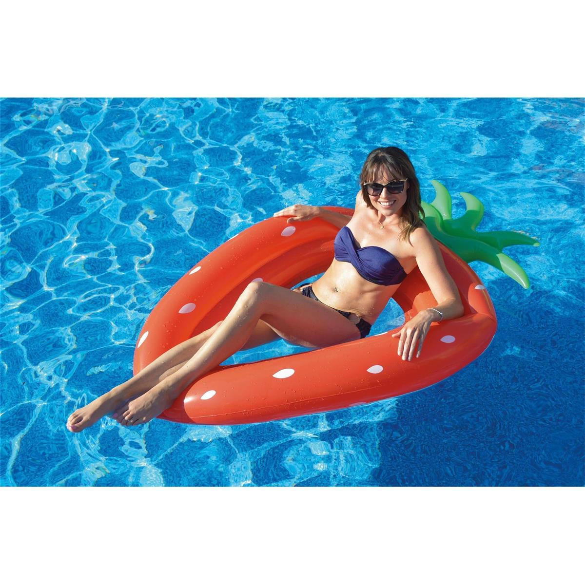 SCHWIMMRING Lounge-Luftmatratze Erdbeer-Design, 167x113 cm - Rot, Kunststoff (113/167cm) - Avenli