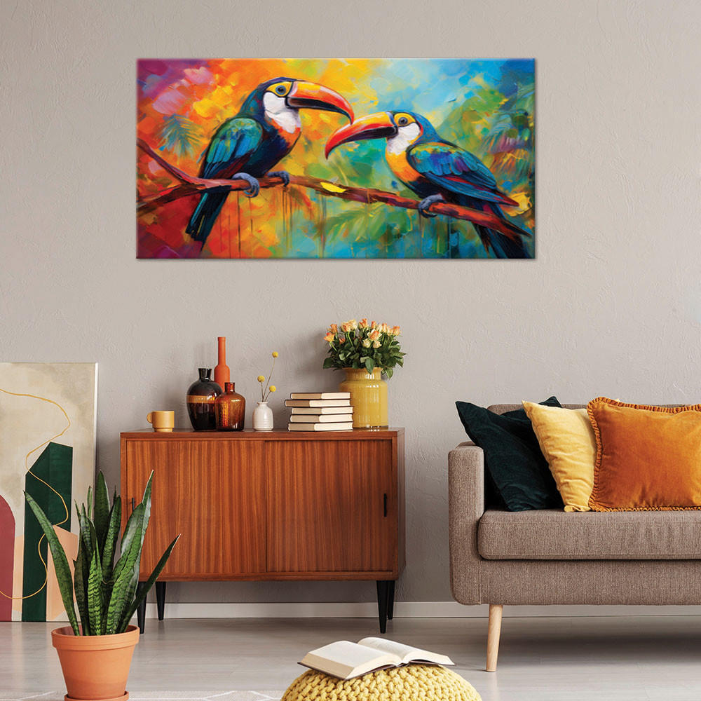 LEINWANDBILD Tukan Bunte tropische Vögel 80x40cm - Multicolor, Textil (80/40cm) - Feeby