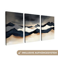 LEINWANDBILD 3er Set Landschaft - Abstrakt - Modern 120x60 cm - Dunkelblau, Textil (120/60cm) - MuchoWow
