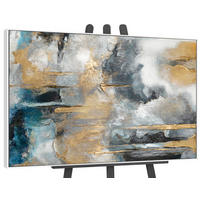 GEMÄLDE Goldene Konsonanzen II Schattenfugenrahmen Weiß 120x80 cm - Weiß, Holz (120/80cm) - YS-art gallery
