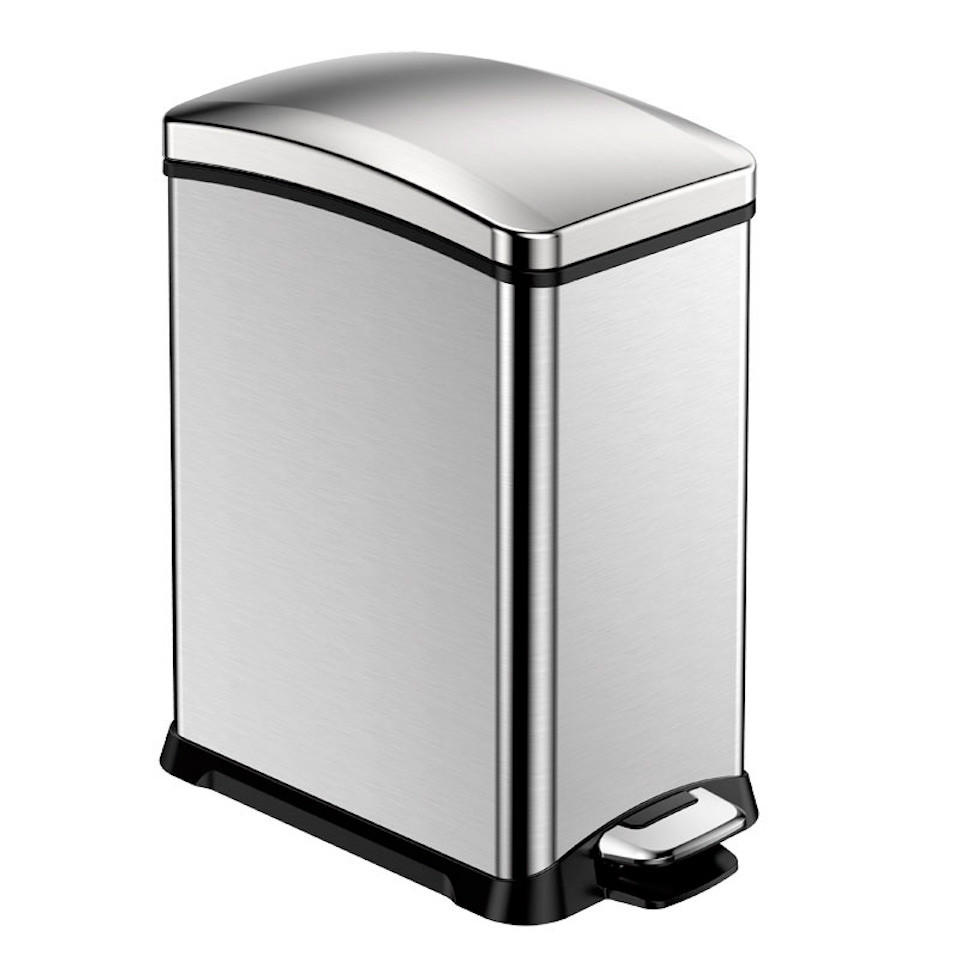 MÜLLEIMER Rechteckiger Aus Gebürstetem Edelstahl 15 Liter 42 x 21,7 x 38,2 cm Silber - Silberfarben, Metall (21.7/41.9/38.2cm) - PROREGAL