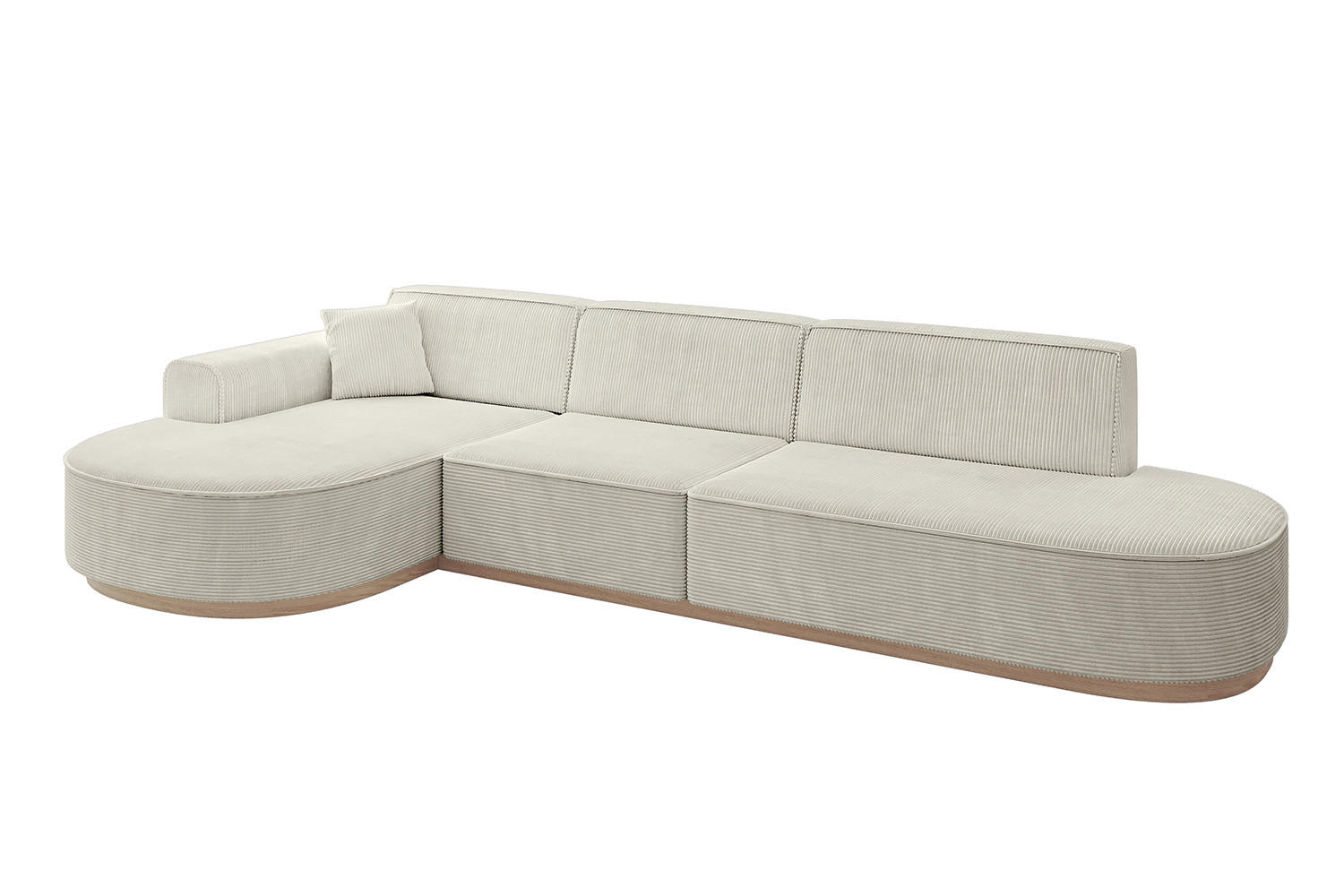 ECKSOFA Ottomane Links MARI-L2-v1 - 328x171x83 cm Hellgrau Cord - Hellgrau, Holzwerkstoff/Textil (328/171cm) - ALTDECOR