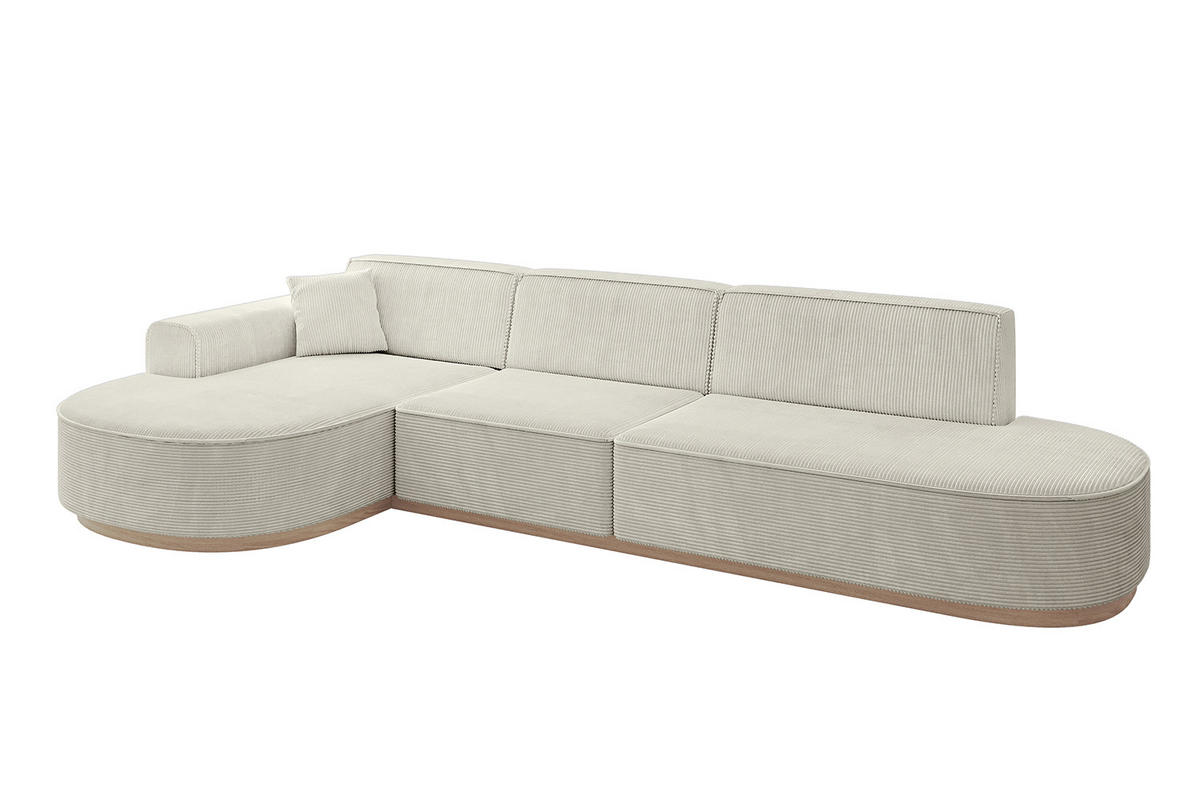ECKSOFA Ottomane Links MARI-L2-v1 - 328x171x83 cm Hellgrau Cord - Hellgrau, Holzwerkstoff/Textil (328/171cm) - ALTDECOR