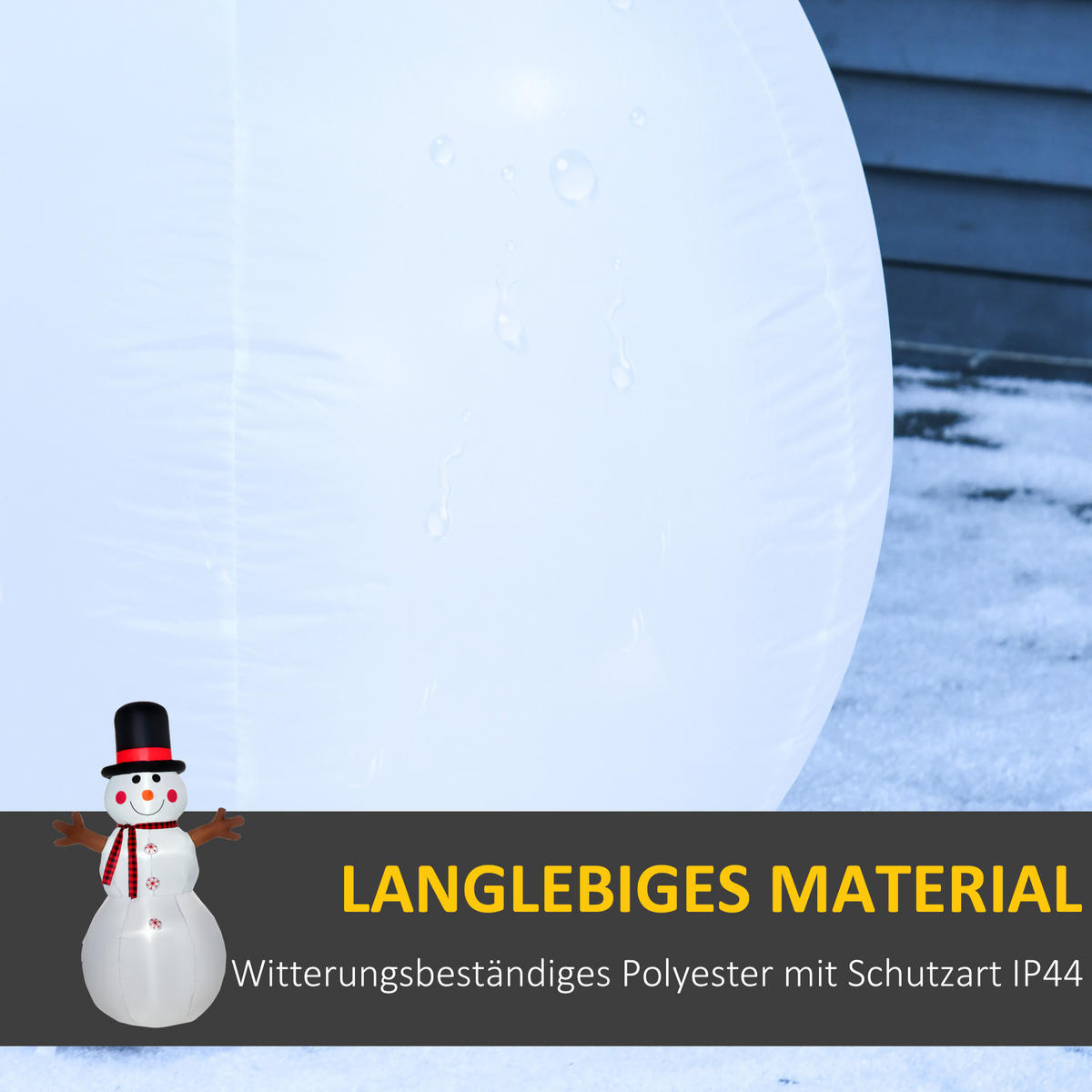 AUFBLASBARER Schneemann, Polyester, Weiß+Schwarz - Multicolor, Kunststoff (80/182/100cm) - HOMCOM