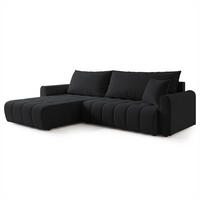 ECKSOFA FRIGA Schwarz Strukturstoff mit Schlaffunktion - Schwarz, Holz (283/185cm) - MASSENO