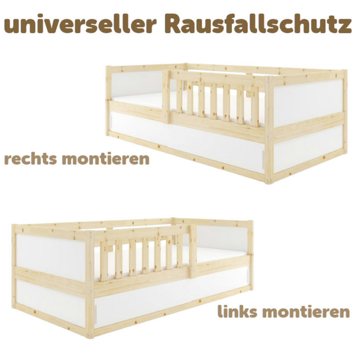 KINDERBETT Smart 2 160x80cm mit Lattenrost und Stauraum - Naturfarben, Holz (80/160cm) - Interbeds