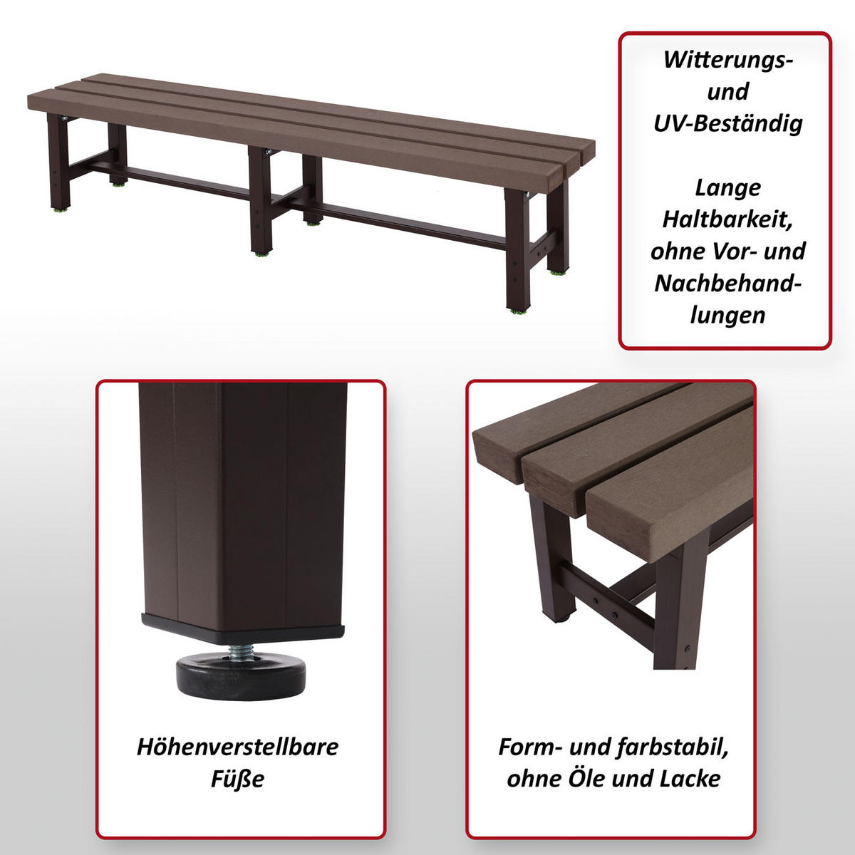 ALU GARTENBANK Braun - Braun, Metall (180/40/34cm) - MCW