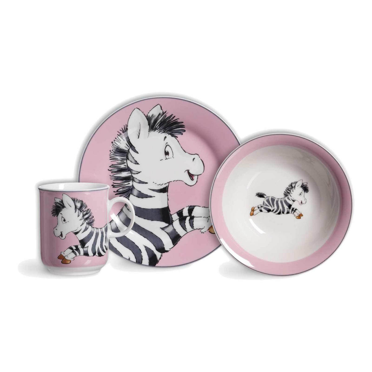 KINDERGESCHIRR Happy Zoo Zebra 8er Set - Pink, Keramik (1/1/1cm) - Ritzenhoff Breker