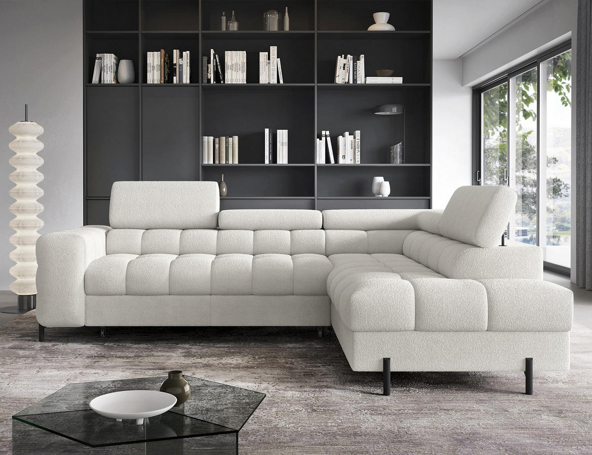WOHNLANDSCHAFT FERUCCE Ecksofa L-Form – Polsterecke mit Schlaffunktion, Bettkasten & verstellbaren Kopfstützen 276 cm - Creme, Kunststoff (276/200cm) - Wohnideebilder