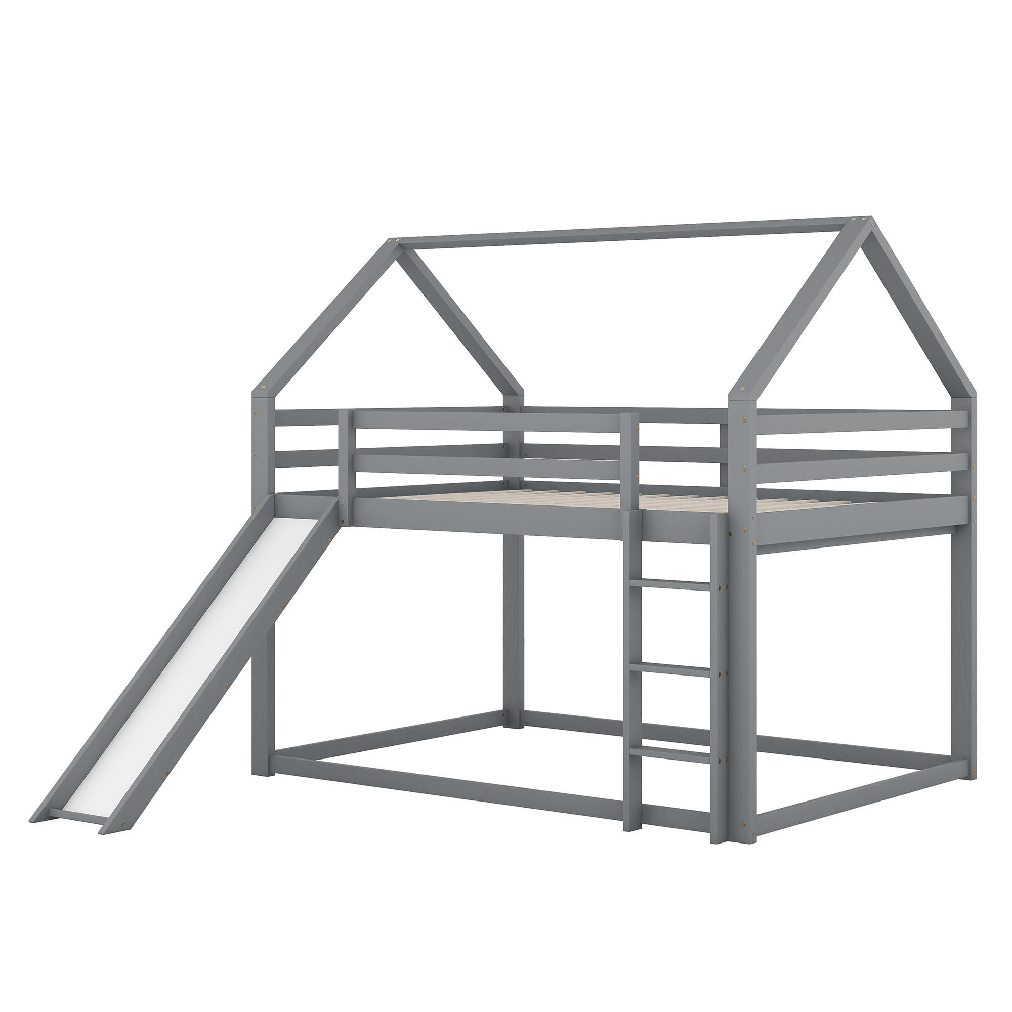 ETAGENBETT mit USB in Hausform Grau 140x200 cm Holz - Grau, Holz (140/200cm) - SONNENH
