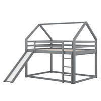 ETAGENBETT mit USB in Hausform Grau 140x200 cm Holz - Grau, Holz (140/200cm) - SONNENH
