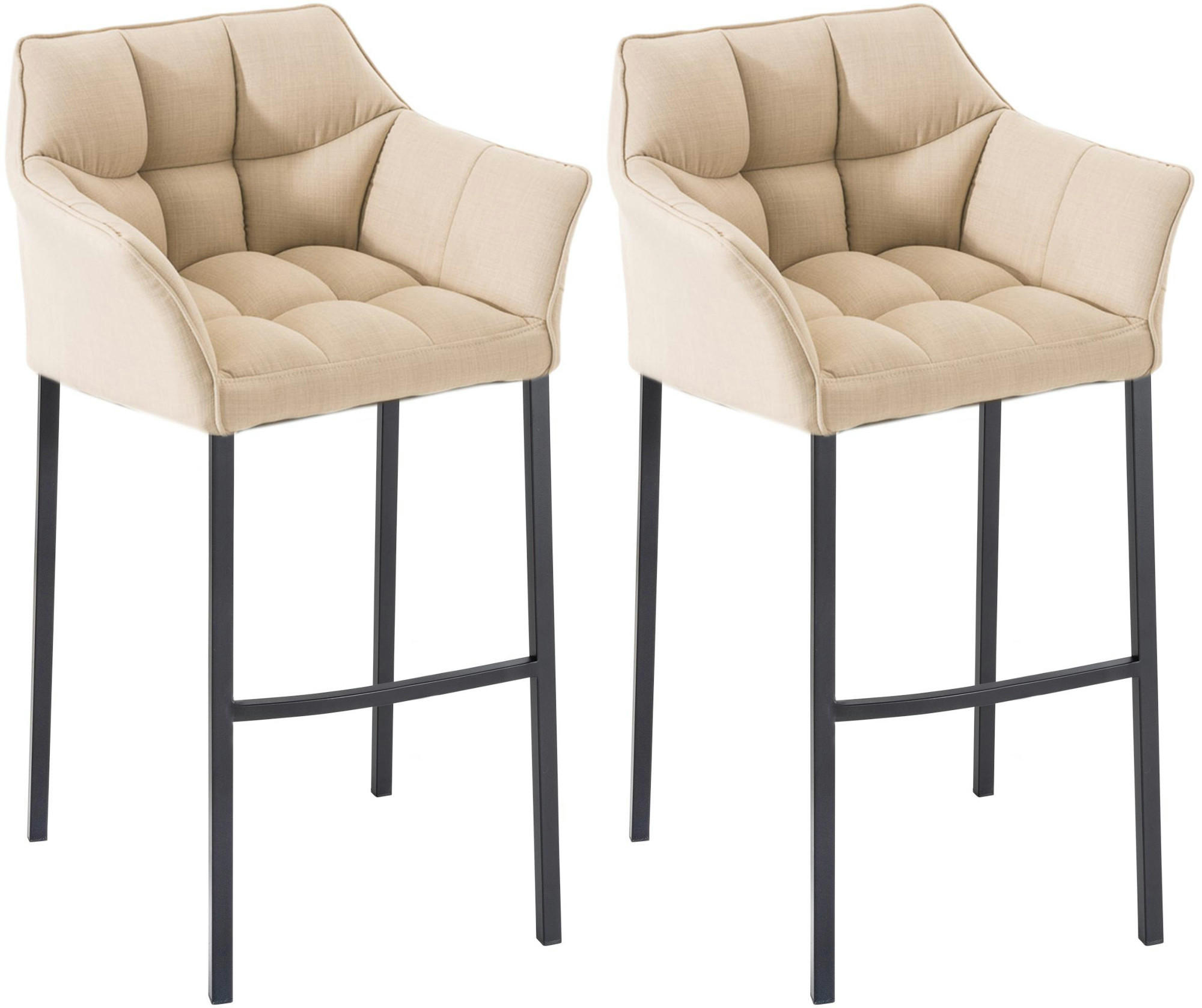 BARHOCKER 2er Set Stoff creme - Creme/Schwarz, Textil/Metall (64/110/48cm) - CLP