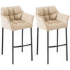 BARHOCKER 2er Set Stoff creme - Creme/Schwarz, Textil/Metall (64/110/48cm) - CLP