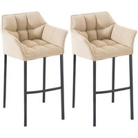 BARHOCKER 2er Set Stoff creme - Creme/Schwarz, Textil/Metall (64/110/48cm) - CLP